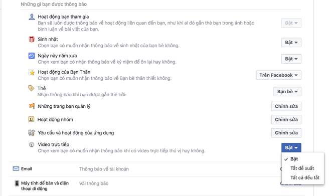 Cách tắt thông báo live stream trực tiếp trên Facebook