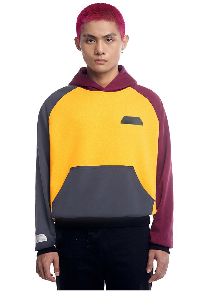 BEUTER COLOUR-BLOCK BOXY HOODIE - GOLD