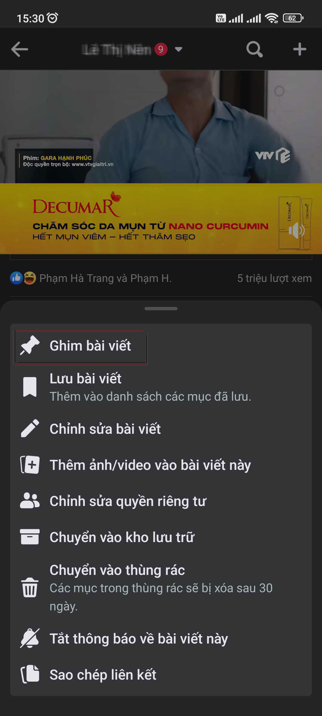 Cách ghim bài viết trên Fanpage 2